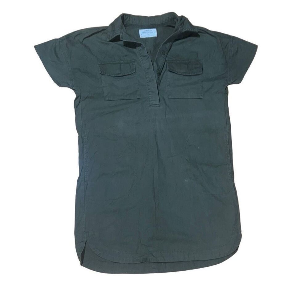 REI Cooperative Small Army Green Polo Tee Short Sleeve Dress Women Oversized